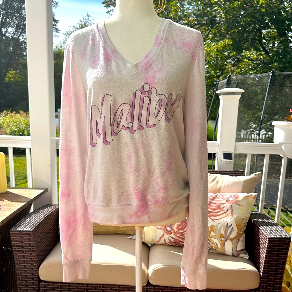 Vintage Wildfox Malibu Light Pink Tie-Dye Jumper
